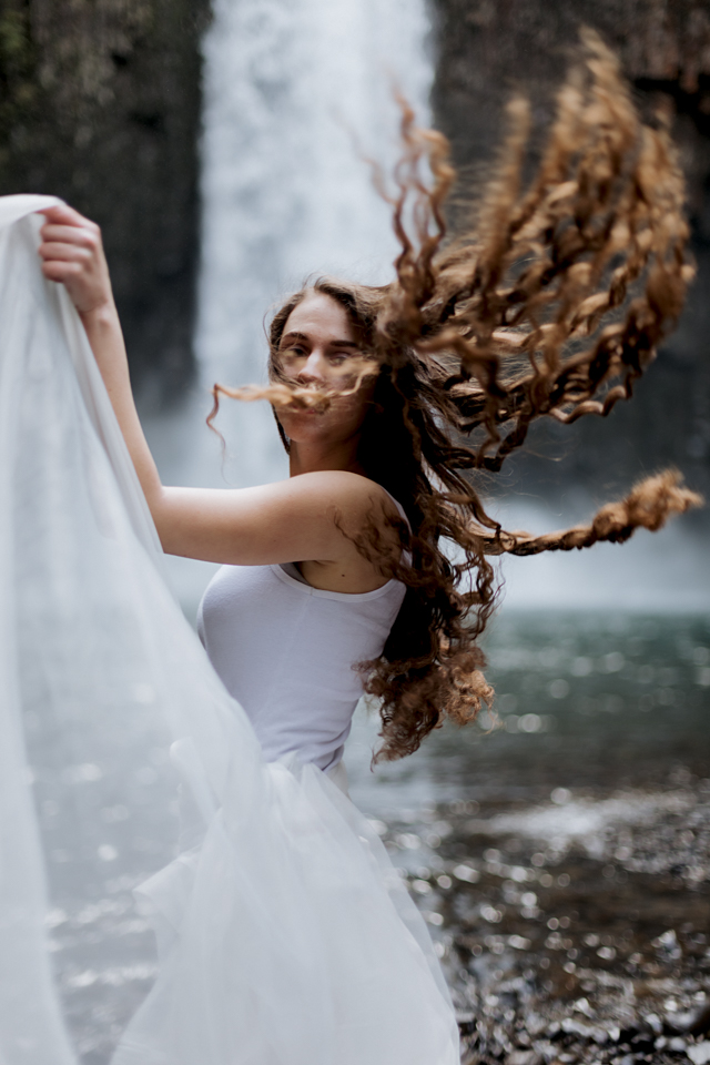 waterfall girl white dress