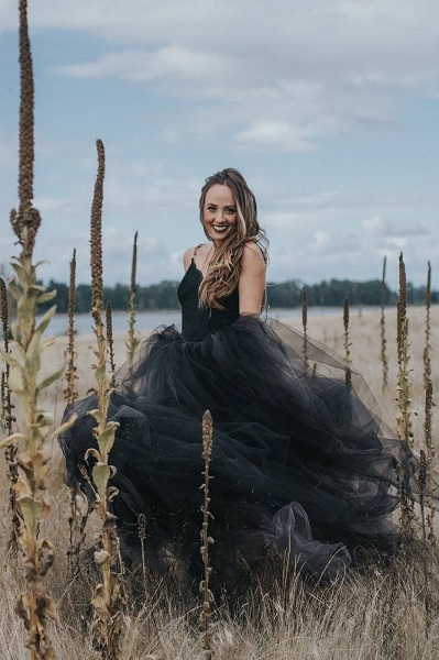 black tulle skirt in nature portrait