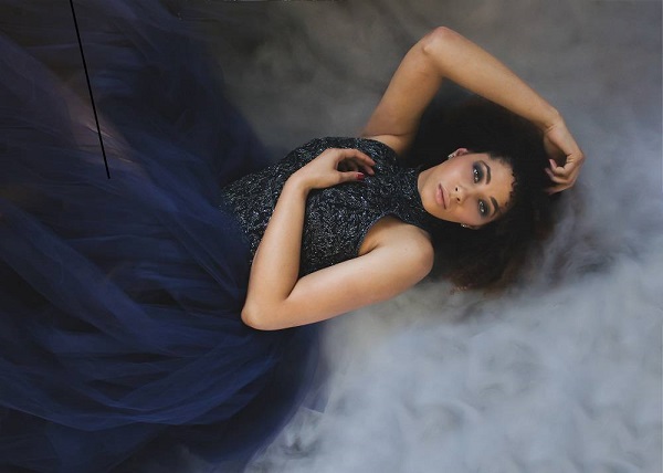 african american beauty blue dress