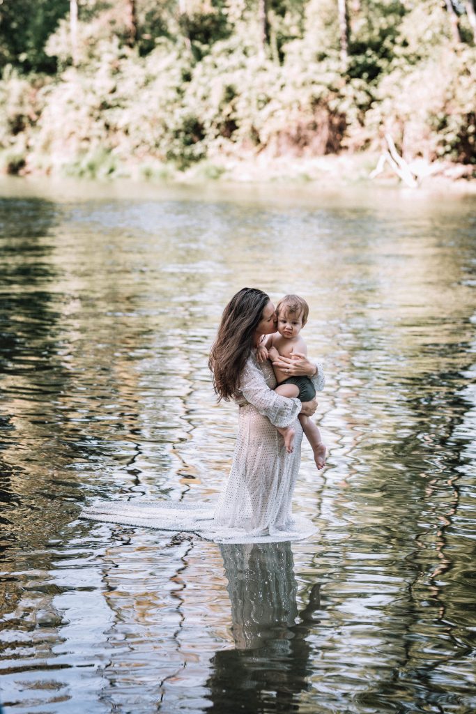 mom and her toddler boho motherhood photos outdoors
