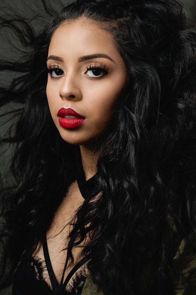 latina senior red lipstick magazine look