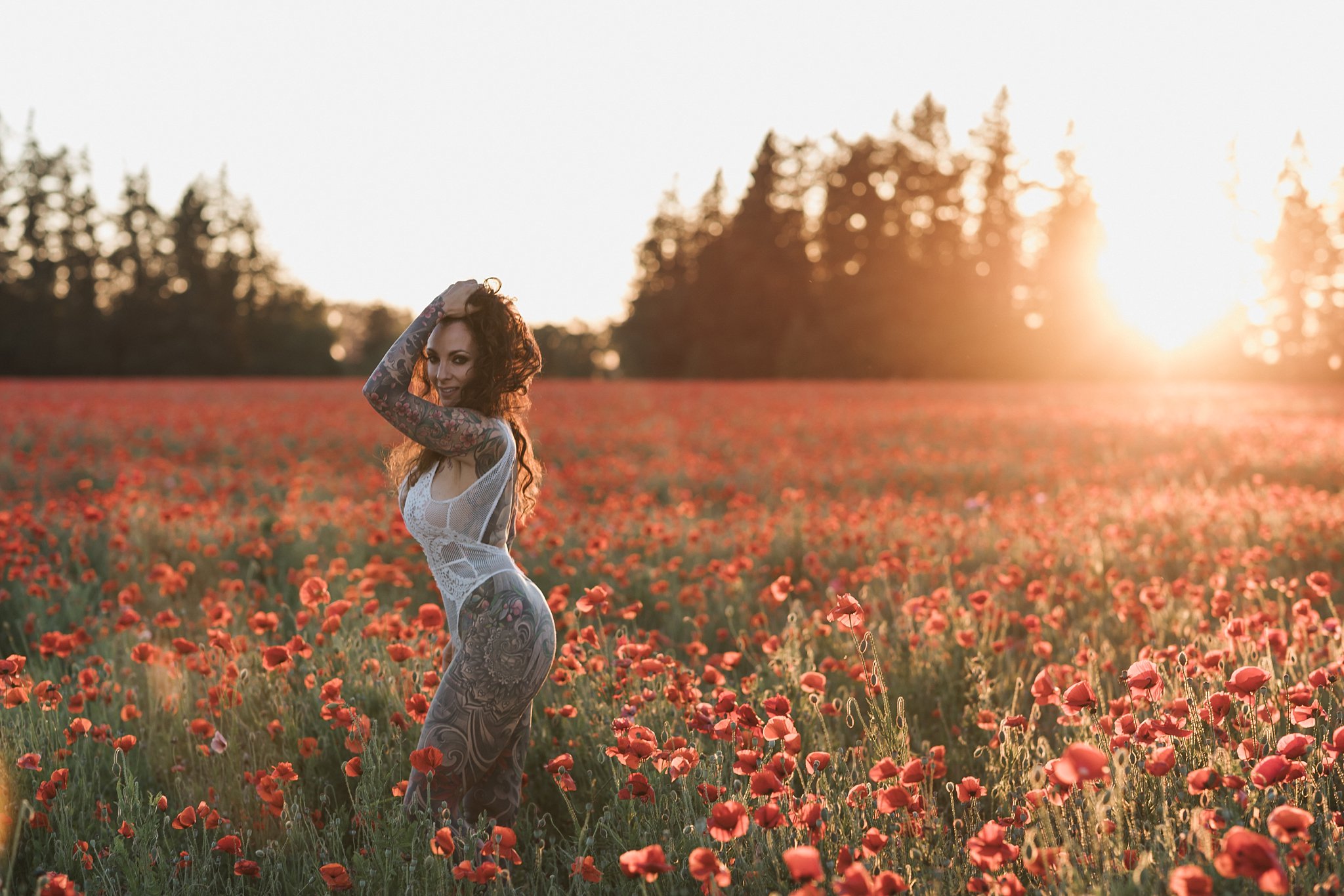 white outfit portrait poppy fields