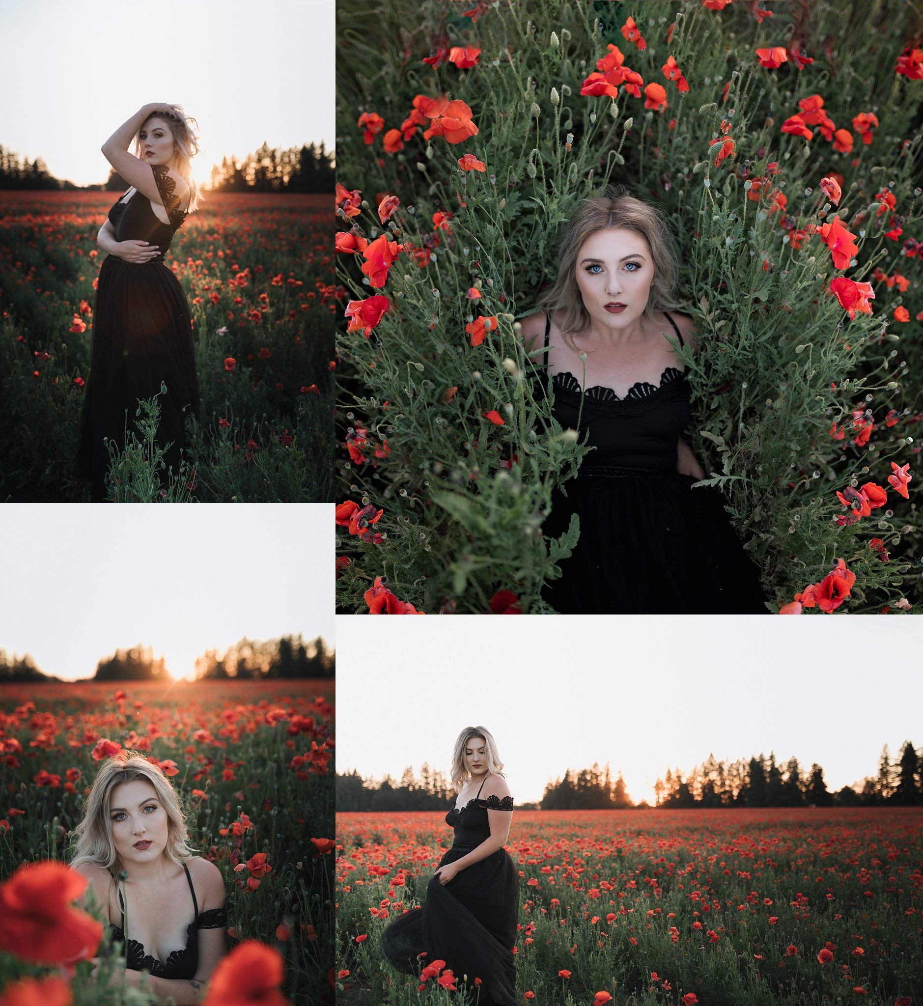 stunning senior in poppy flowers