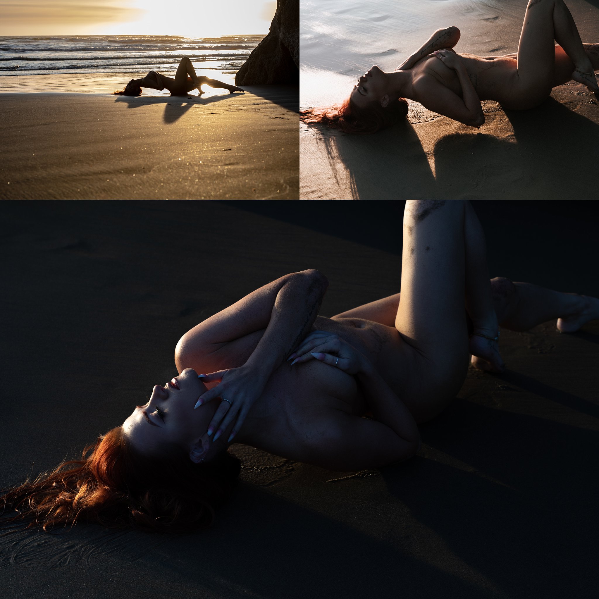 sexy beach naked redhead girl boudoir oregon