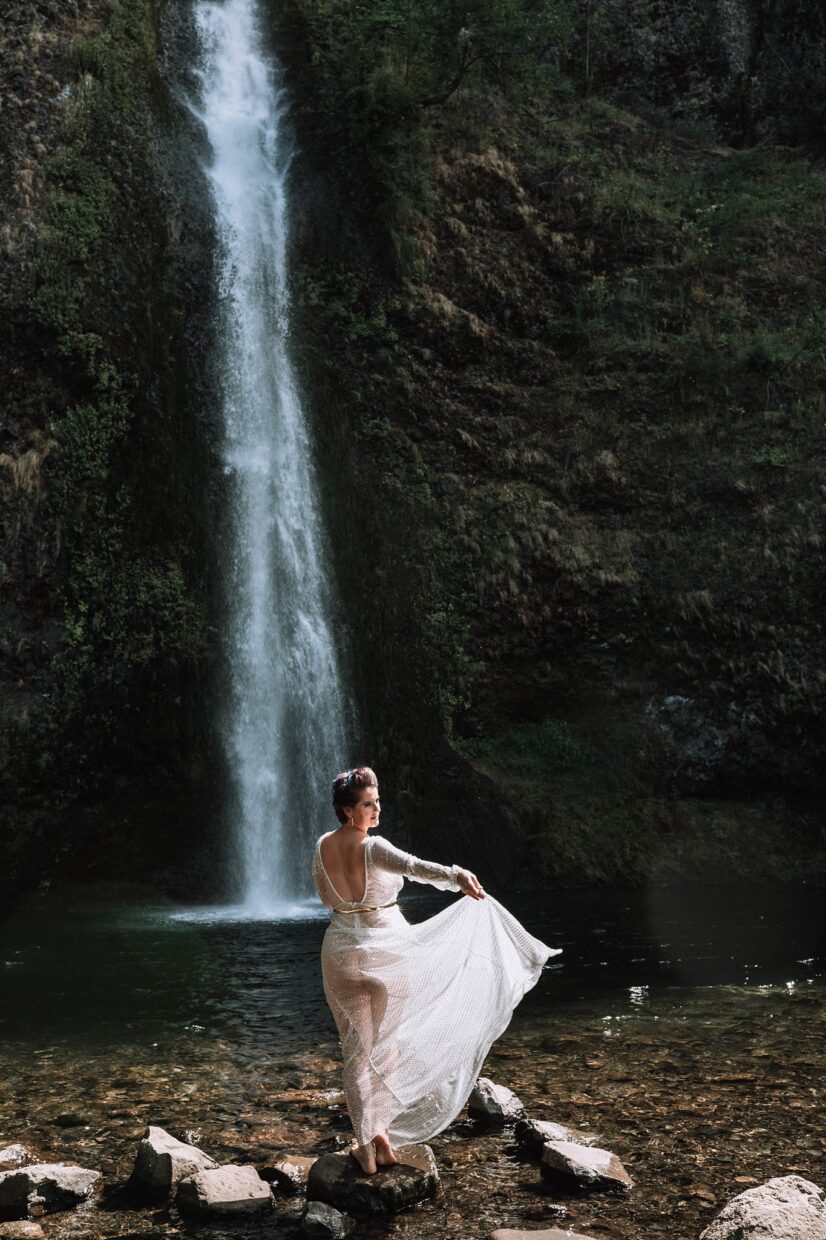 Waterfall boudoir photo Oregon