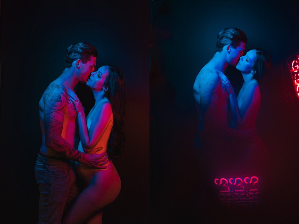 sensual neon maternity session