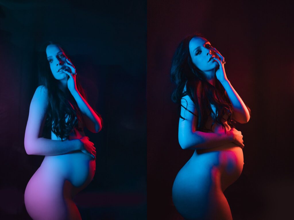 neon maternity boudoir fine art nude